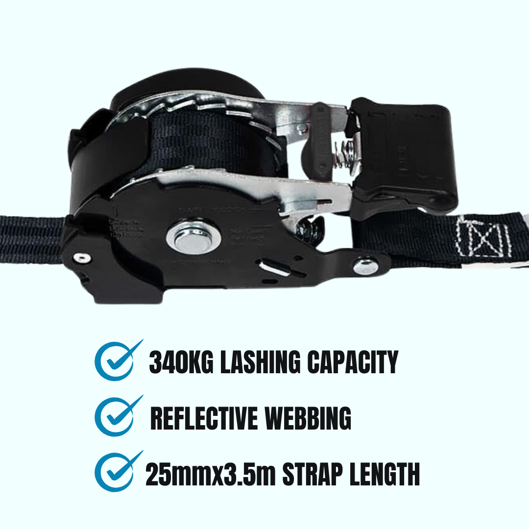 3.5m Lock N Go Retractable Ratchet Strap